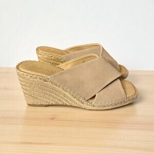 Splendid Britt Espadrille Wedge Sandals Womens 7.5 Leather Suede Beige Comfort